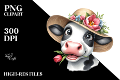 Watercolor Portrait Cow | Clipart Product Image 2