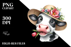 Watercolor Portrait Cow | Clipart Product Image 2