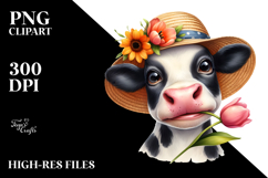 Watercolor Portrait Cow | Clipart Product Image 2