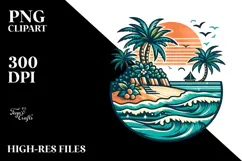 Retro Tropical Island, Stylish PNG Product Image 2