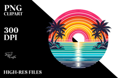 Retro Tropical Rainbow Sunset 20 oz Tumbler PNG Product Image 2
