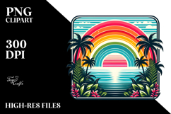 Retro Tropical Rainbow Sunset 20 oz Tumbler PNG Product Image 2