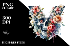 Spring Grungy Skull Painting, PNG Product Image 2