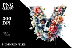 Spring Grungy Skull Painting, PNG Product Image 2