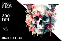 Spring Grungy Skull Painting, PNG Product Image 2