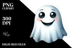 Funny Halloween Ghost Goofy Smile Clipart Product Image 1
