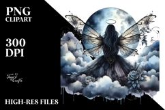 Gothic Fairy on a Cloud PNG Product Image 2