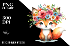 Adorned Fox with Flower Crown | Vibrant | Cartoon-Style Product Image 2