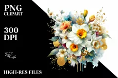 Vibrant Gold Foil Bouquet with Narcissus | Sublimation | Product Image 3