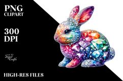 Diamond Bunny Watercolor Art PNG Product Image 2