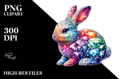 Diamond Bunny Watercolor Art PNG Product Image 2