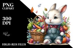 Quirky Baby Rabbit Autumn Scene | Sublimation | Clipart Product Image 1