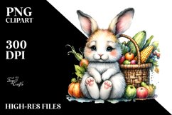 Quirky Baby Rabbit Autumn Scene | Sublimation | Clipart Product Image 3