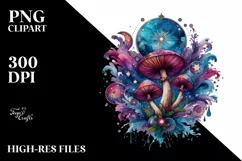 Vibrant Mushroom Tarot Art, PNG Product Image 2