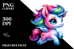 Cute Baby Unicorn Running, PNG Product Image 2