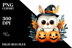 Funny Owl Halloween Clipart PNG Product Image 1