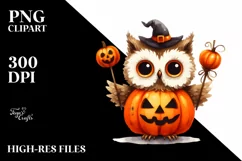 Funny Owl Halloween Clipart PNG Product Image 1