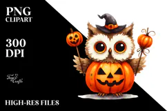 Funny Owl Halloween Clipart PNG Product Image 2