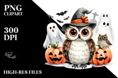 Funny Owl Halloween Clipart PNG Product Image 1