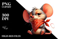 Playful Mouse with Bandana PNG Product Image 2