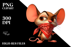 Ridiculously Cute Cartoon Mouse with Bandana PNG Product Image 2