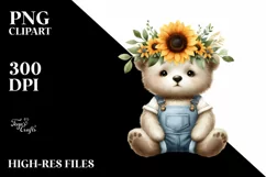 Funny Baby Bear Sunflower Wreath | Sublimation | Clipart Product Image 3