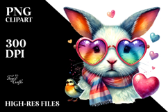 Heart-Sign Bunny Watercolor Painting PNG Product Image 2