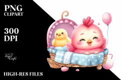 Cute Baby Chicken Playing on Children Bed | Sublimation | Product Image 1