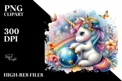 Baby Unicorn with Magic Orb, Mystical PNG Product Image 1