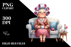 Old Lady Tea Cup Sofa Clipart Product Image 2