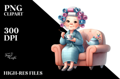 Old Lady Tea Cup Sofa Clipart Product Image 2