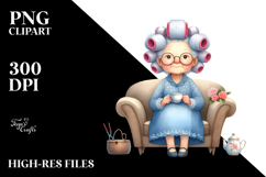 Old Lady Tea Cup Sofa Clipart Product Image 2