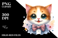 Funny Cat with Bow and Tie PNG Product Image 2