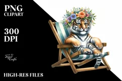 Beach Chair Young Tiger Clipart Product Image 1