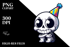 Skull with Birthday Hat, PNG Product Image 2
