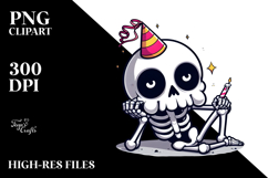Silly Skull with Birthday Hat PNG Product Image 2