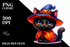 Cute Baby Black Cat Halloween Scenery Clipart Product Image 3