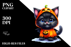 Cute Baby Black Cat Halloween Scenery Clipart Product Image 2