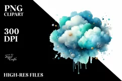 Colorful Cyan Watercolor Splash, Foil Sticker Product Image 1