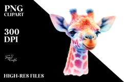 Vibrant Pastel Giraffe Decoration Clipart Product Image 2