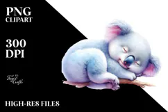 Vibrant Watercolor Baby Koala Sleeping PNG Product Image 2