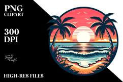 Retro Tropical Beach Sunset 20 oz Tumbler PNG Product Image 2