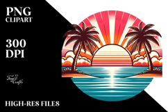 Retro Tropical Beach Sunset 20 oz Tumbler PNG Product Image 2