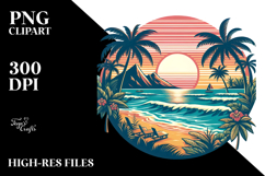 Retro Tropical Beach Sunset 20 oz Tumbler PNG Product Image 2