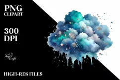 Colorful Cyan Watercolor Splash, Foil Sticker Product Image 1