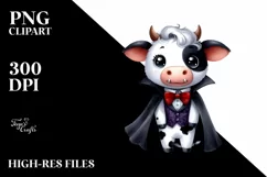 Funny Watercolor Cute Cow Vampire | Sublimation Clipart Product Image 3