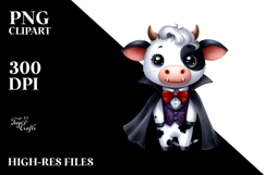 Funny Watercolor Cute Cow Vampire | Sublimation Clipart Product Image 2