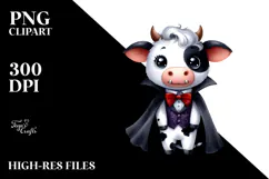 Funny Watercolor Cute Cow Vampire | Sublimation Clipart Product Image 2