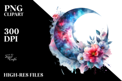 Watercolor Abstract Moon Flowers | Sublimation | Clipart Product Image 2
