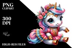 Colorful Baby Unicorn in Mazurka Dancer&#039;s Costume PNG Product Image 3
